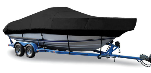 Trailerite Taylor Made Products Semi-Custom Boat Cover for Walk-Around Cuddy Cabin Boats with Inboard/Outboard Motor (24'5" to 25'4" Center Line Length / 102" Beam, Black Coated Poly)