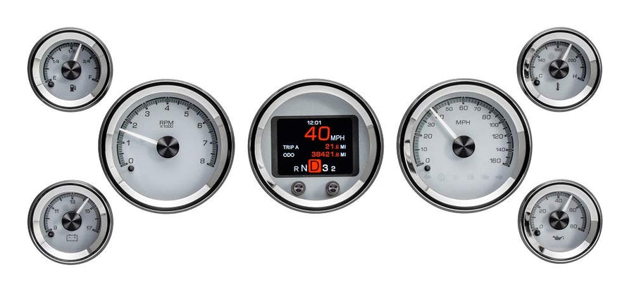 Dakota Digital Universal HDX-2070-S 7 Gauge Round Analog HDX Instrument System, Silver Alloy Style