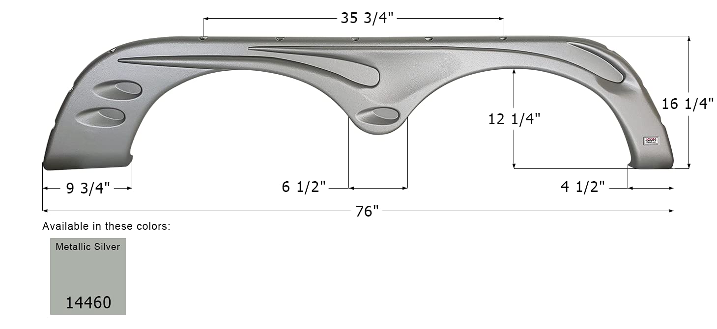 Fender Skirt, ICON 14460, Tandem, Forest River, FS4459, Met. Silver, RH