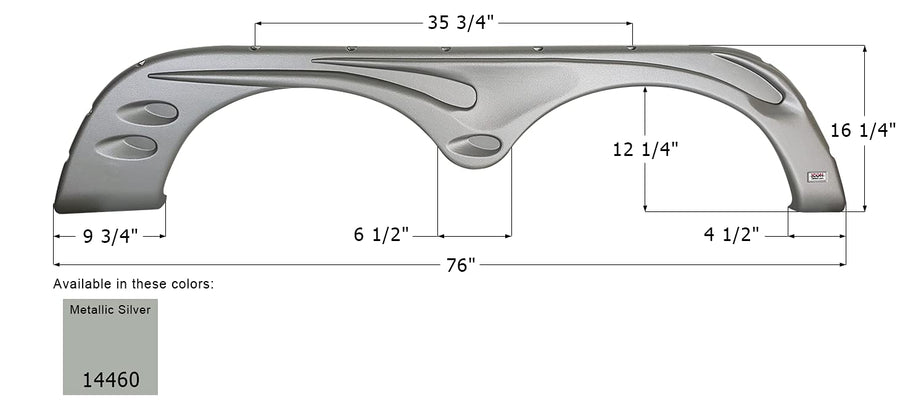 Fender Skirt, ICON 14460, Tandem, Forest River, FS4459, Met. Silver, RH
