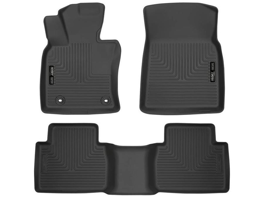 Husky Liners Floor Mats Weatherbeater | Fits 2018 - 2024 Toyota Camry (Front Wheel Drive only) Excludes Hybrid Models | Front & 2nd Row, 3-pc Black - 95731