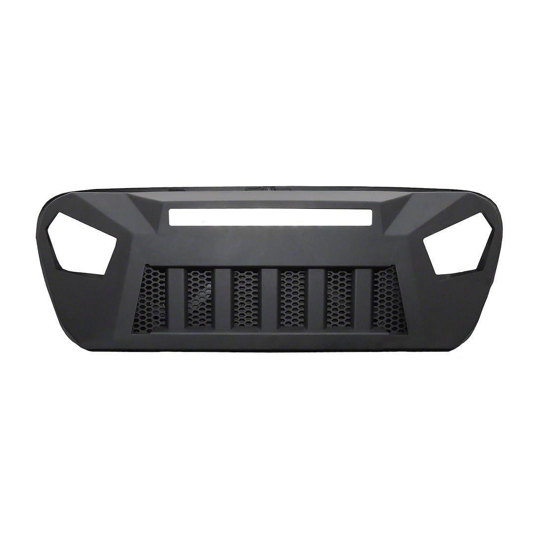 TrailFX Grille Replacement for Jeep Wrangler JL 2018-2023 Bar Style1 Piece Aluminum Titanium Black Powder Coated With LED Light Bar Cutout