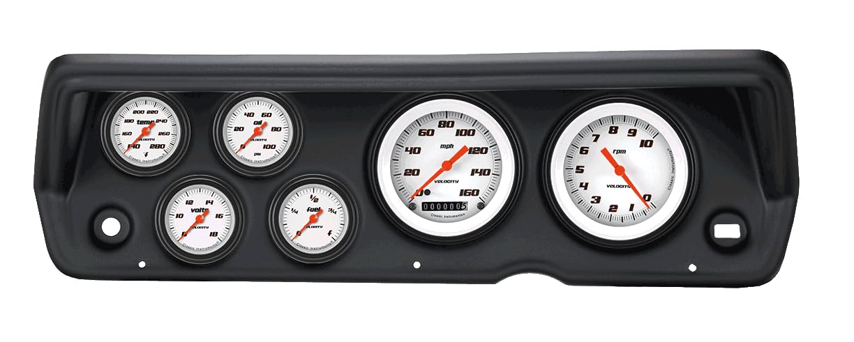 Velocity White Classic Instruments Full Sweep Direct Fit 6 Gauge Set Compatible with 1970-1976 Duster