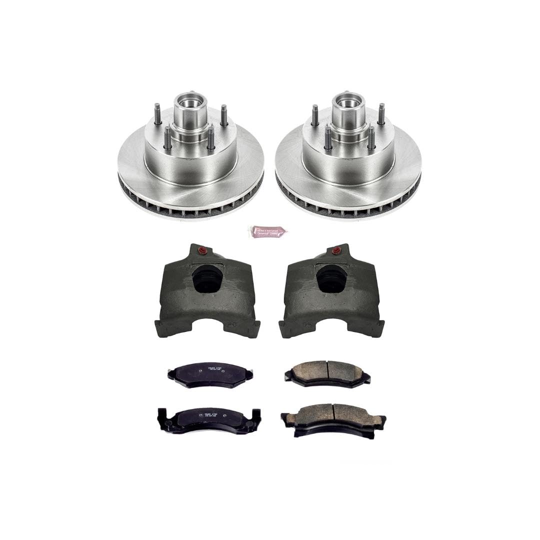 Power Stop KCOE2578 Replacement Autospeciality Front Caliper Kit- OE Rotors, Ceramic Brake Pads, Calipers For Ford E-150 Econol, Ford E-150 Econoline Club Wa, Ford F [Model Specific]