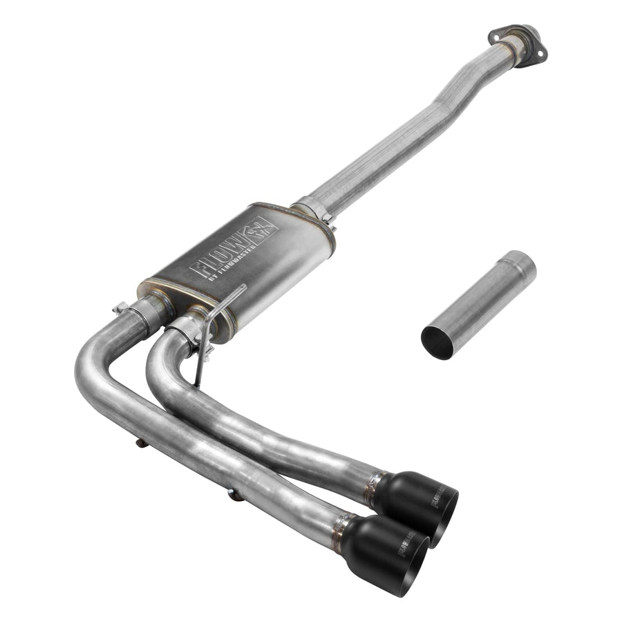 Flowmaster FlowFX 717785 Cat-Back Exhaust Kit Dual 2.5 Inch 409 Stainless Steel 4 Inch Black Ceramic Stainless Tips Compatible with 2015-2020 Ford F-150 2.7L 3.5L 5.0L Except Standard Cab Short Bed