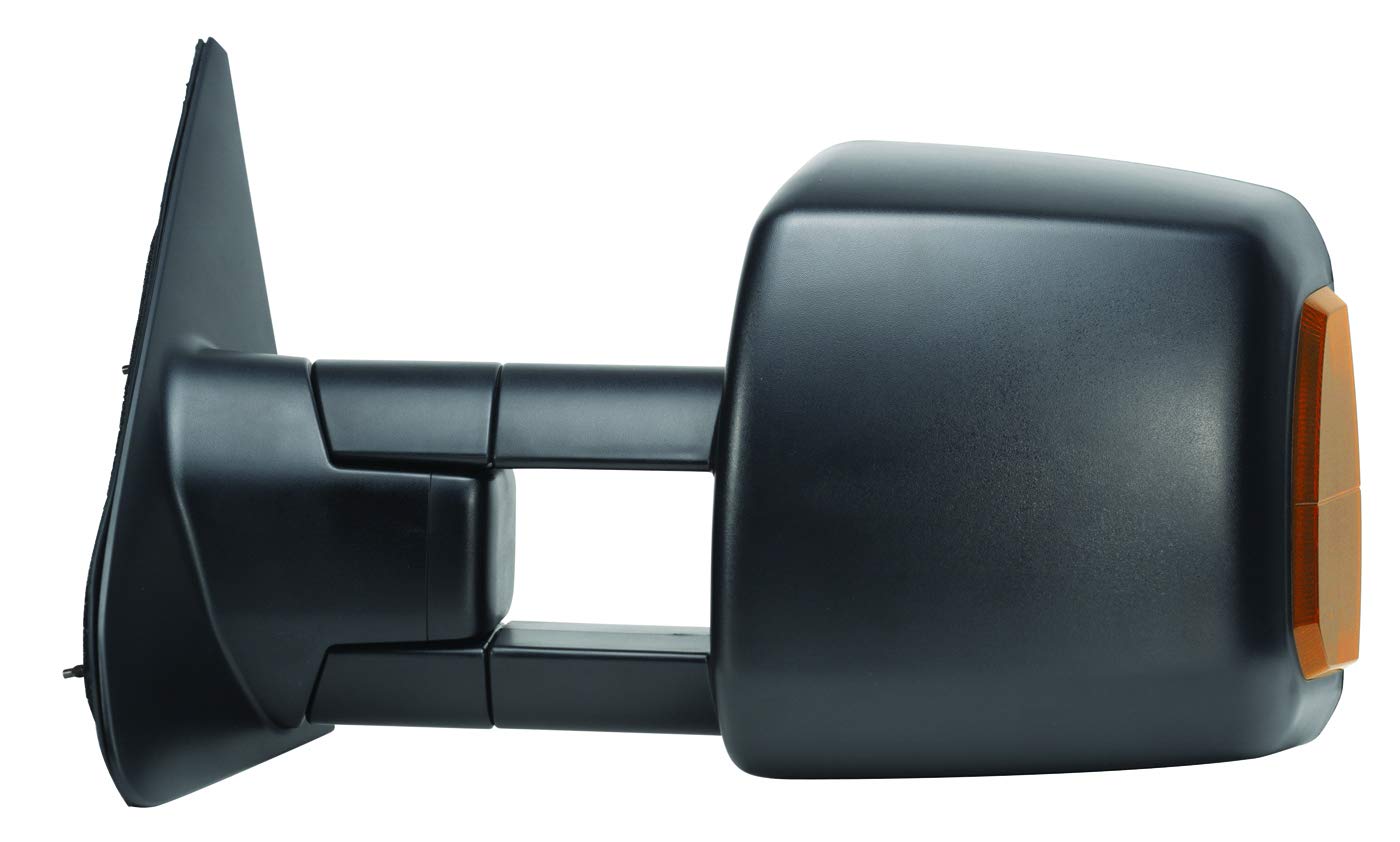Towing Mirror Driver Side for Toyota Tundra Pick-Up, Sequoia, w/Turn Signal & Running Lights, extendable, Dual Mirror, Textured Black, Foldaway, Heated Power, Black, Standard