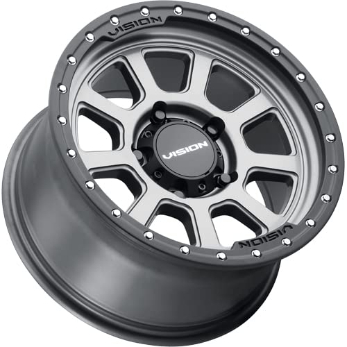 350 OJOS Vision Custom Wheel - 20x9, 12 Offset, 5x150 Bolt Pattern, 110.2mm Hub - Satin Gray with Satin Black Lip Rim