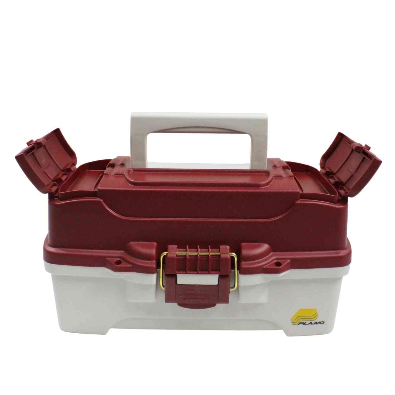 Tackle Box 1 Tray w/Dual Top Access Red Met/Off White