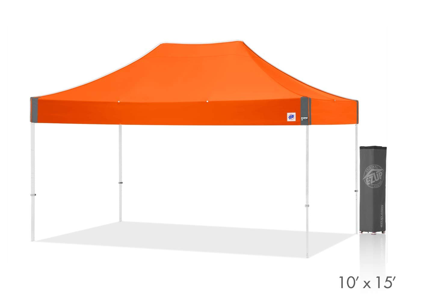 E-Z UP Eclipse Instant Shelter Canopy, 15' x 10', White Steel Frame and Professional Grade Orange Top