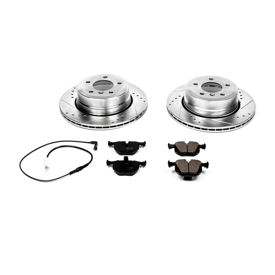 Power Stop K5492 Z23 Carbon Fiber Brake Pads Rear with Drilled & Slotted Brake Rotors Kit For BMW 530xi 2006-2007, BMW 535i xDrive 2009-2010, BMW 535xi 2008 [Model Specific]