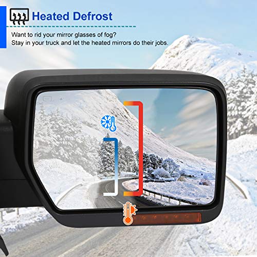 Spec-D Tuning Power Heated Right Passenger Side Chrome Mirror w/LED Signal + Puddle Light Compatible with 2007-2014 Ford F150 F-150 Truck