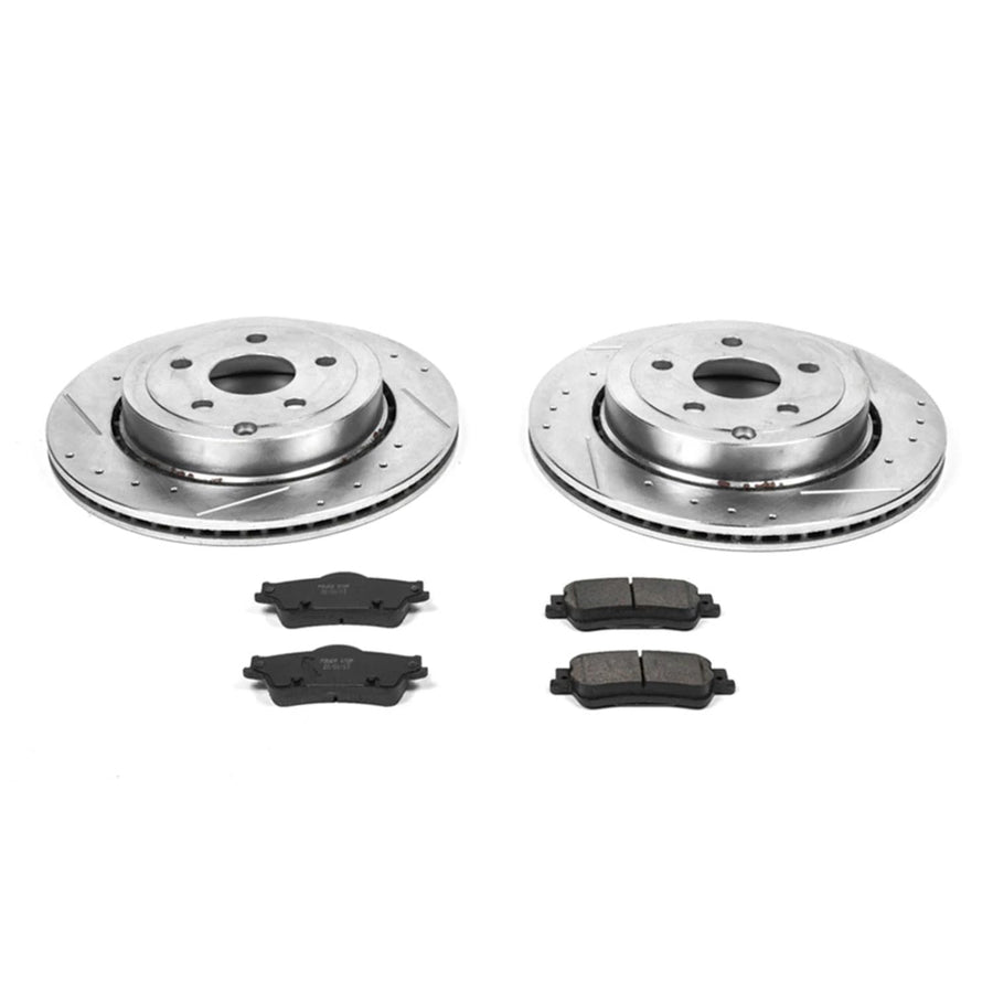 Power Stop K5528 Z23 Carbon Fiber Brake Pads Rear with Drilled & Slotted Brake Rotors Kit For Chevrolet Caprice 2011-2017, Chevrolet SS 2014, Pontiac G8 2008-2009 [Model Specific]