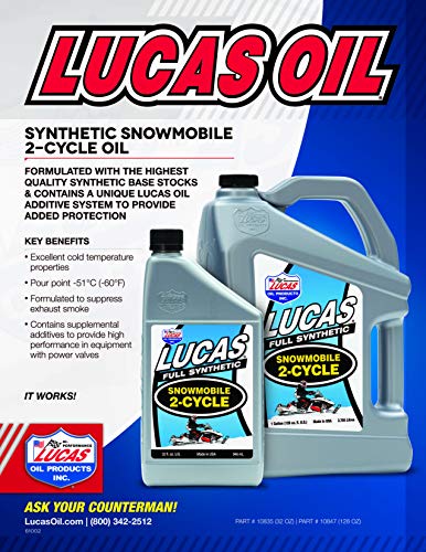 Synthetic Lucas Oil 10835 2-Cycle Snowmobile Oil - 1 Quart