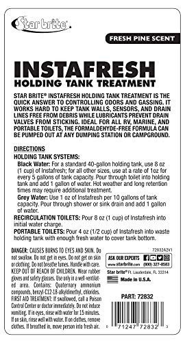 Instafresh STAR BRITE Holding Tank Treatment - Fresh Pine Scent - 32 OZ - Odor Eliminator & Waste Breakdown - RV, Marine, Boat Use - Formaldehyde-Free (072832)