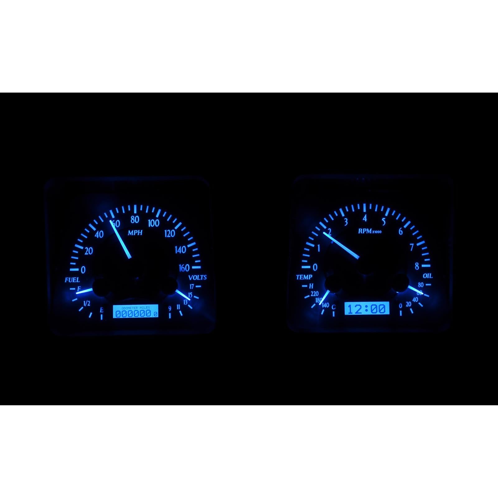Dakota Digital VHX-69C-CAM-S-B Analog Dash Gauge System Compatible with 1969 Chevy Camaro Silver Alloy Blue Backlighting