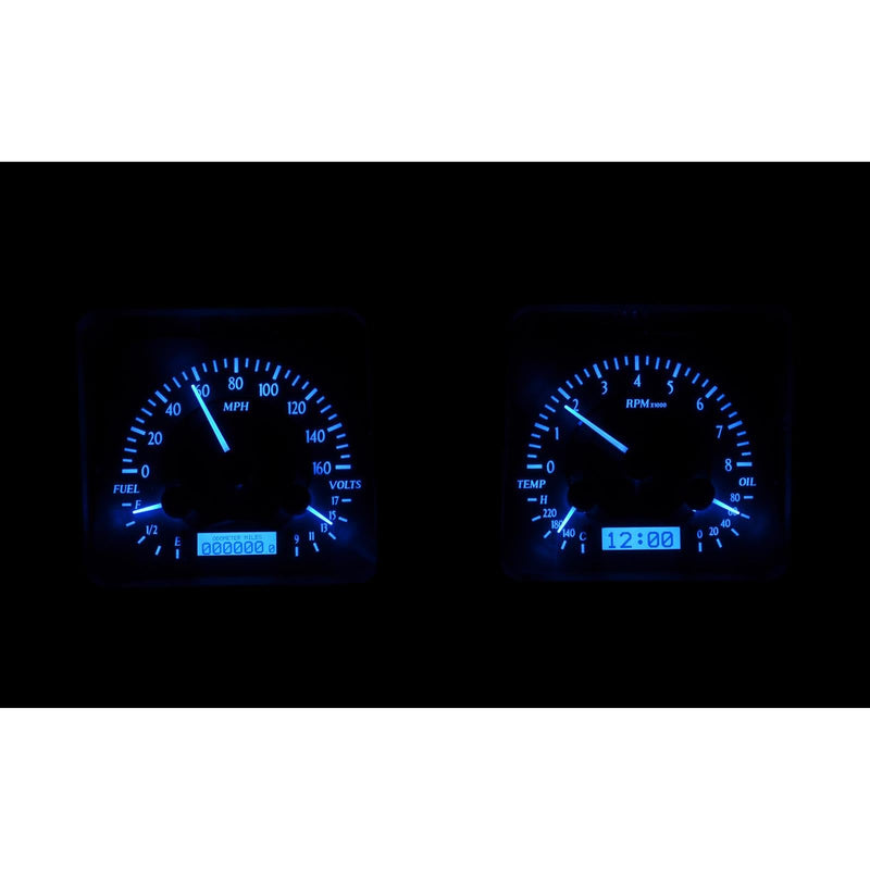 Dakota Digital VHX-69C-CAM-S-B Analog Dash Gauge System Compatible with 1969 Chevy Camaro Silver Alloy Blue Backlighting