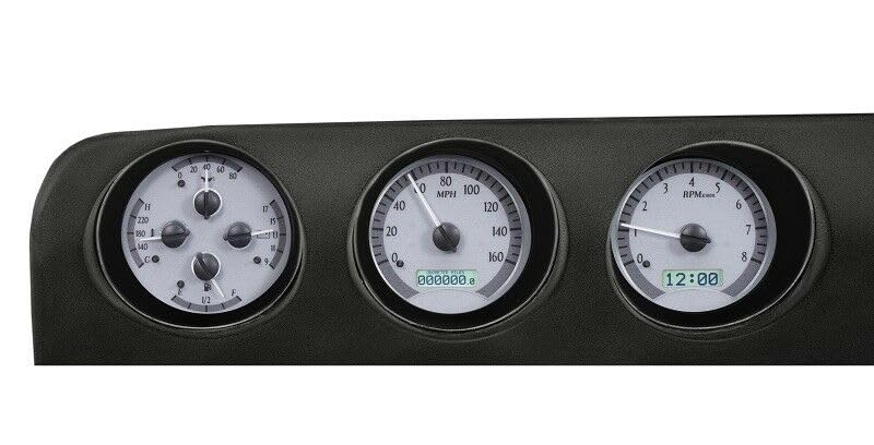 Dakota Digital VHX-68O-CUT-S-W Analog Gauge System Compatible with 1968 Oldsmobile Cutlass, F-85 and 444 Silver Alloy White Backlighting