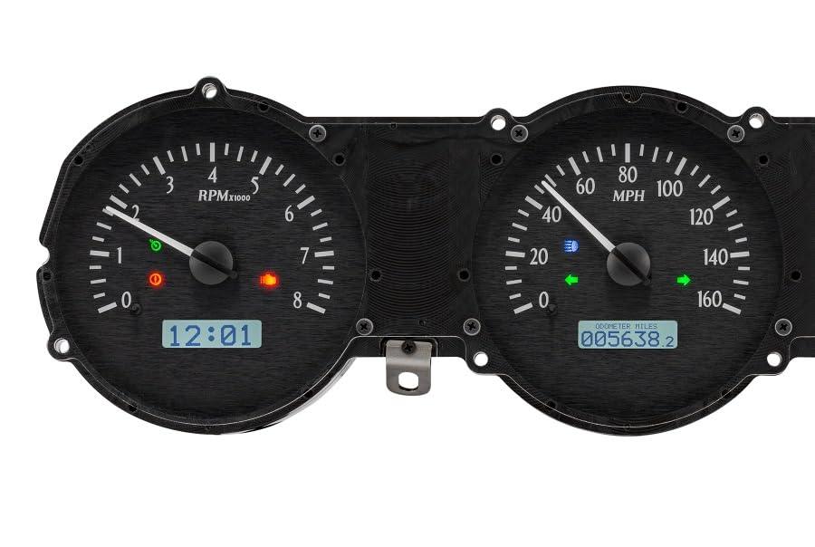 Dakota Digital VHX-62F-FAR-K-W Dash Gauge System Analog Compatible with 1962-63 Ford Fairlane, Black Alloy Style, White Backlighting
