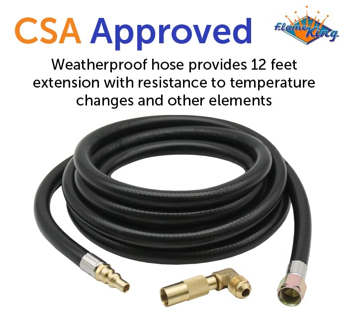 12ft Flame King Propane RV Quick Connect Hose Adapter for 17" or 22" BlackStone or Griddle