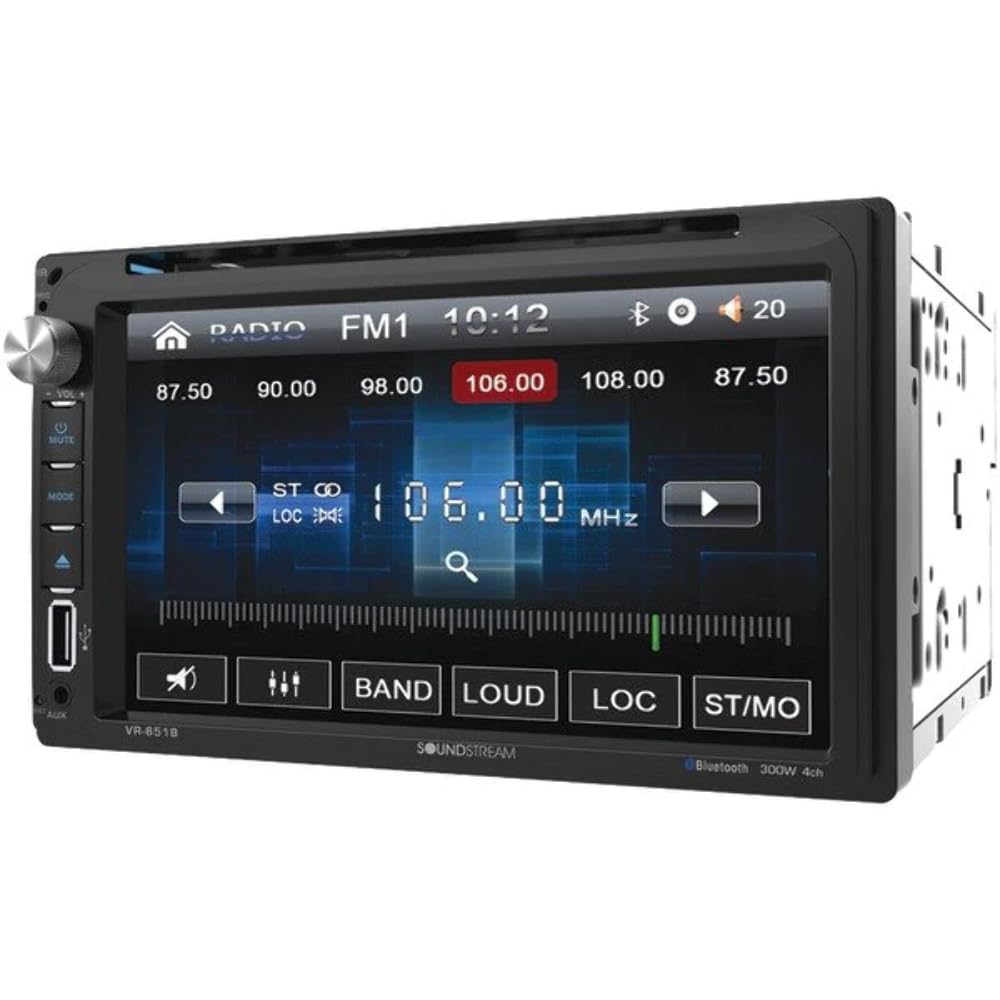 7 Inch Soundstream VR-651B Double Din Touchscreen DVD Car Stereo, Android MHL PhoneLink Auto Radio with Bluetooth and Built In EQ
