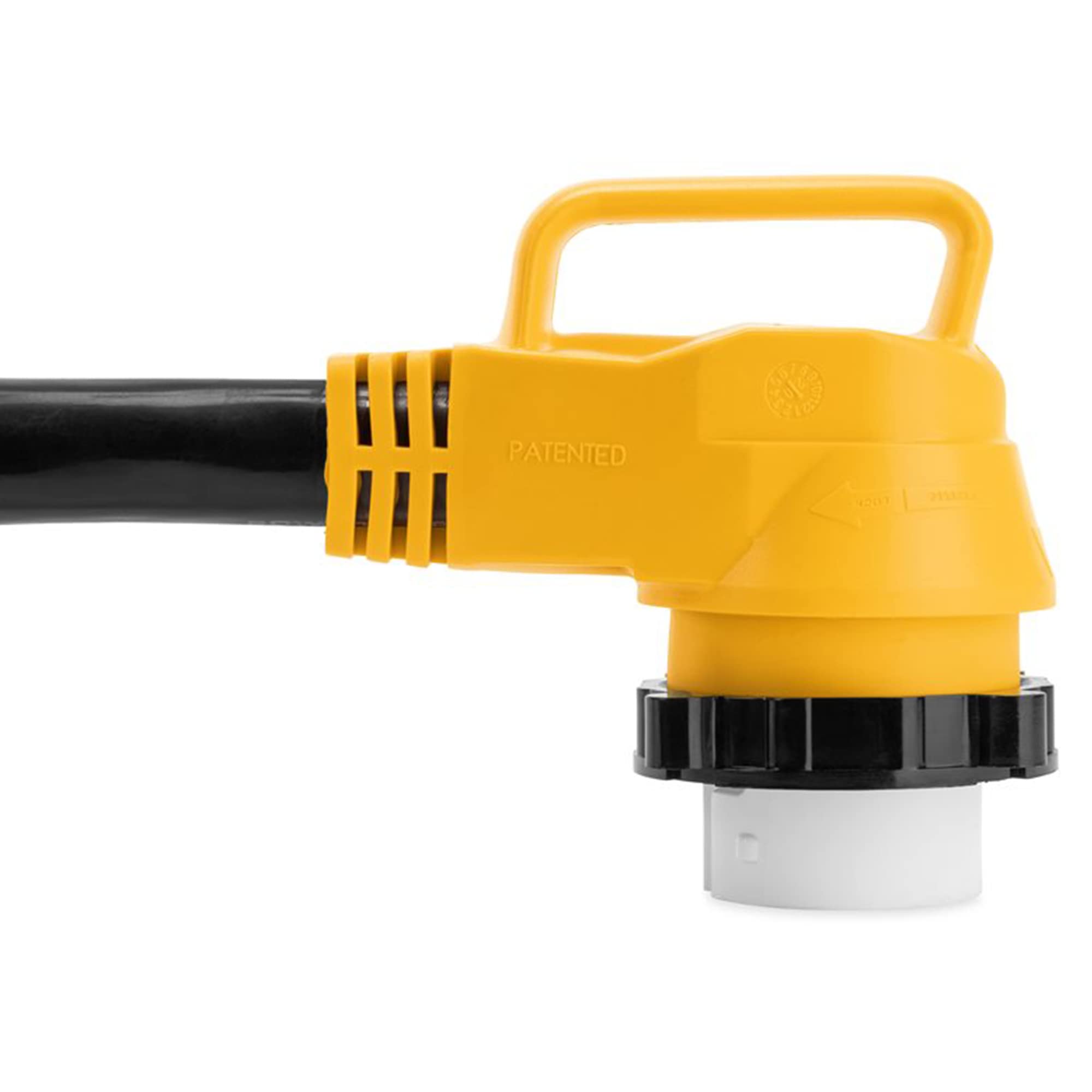 Camco 55572 50 AMP Locking Male/50 AMP Locking 90 Degree Female 18" PowerGrip Dogbone Electrical Adapter