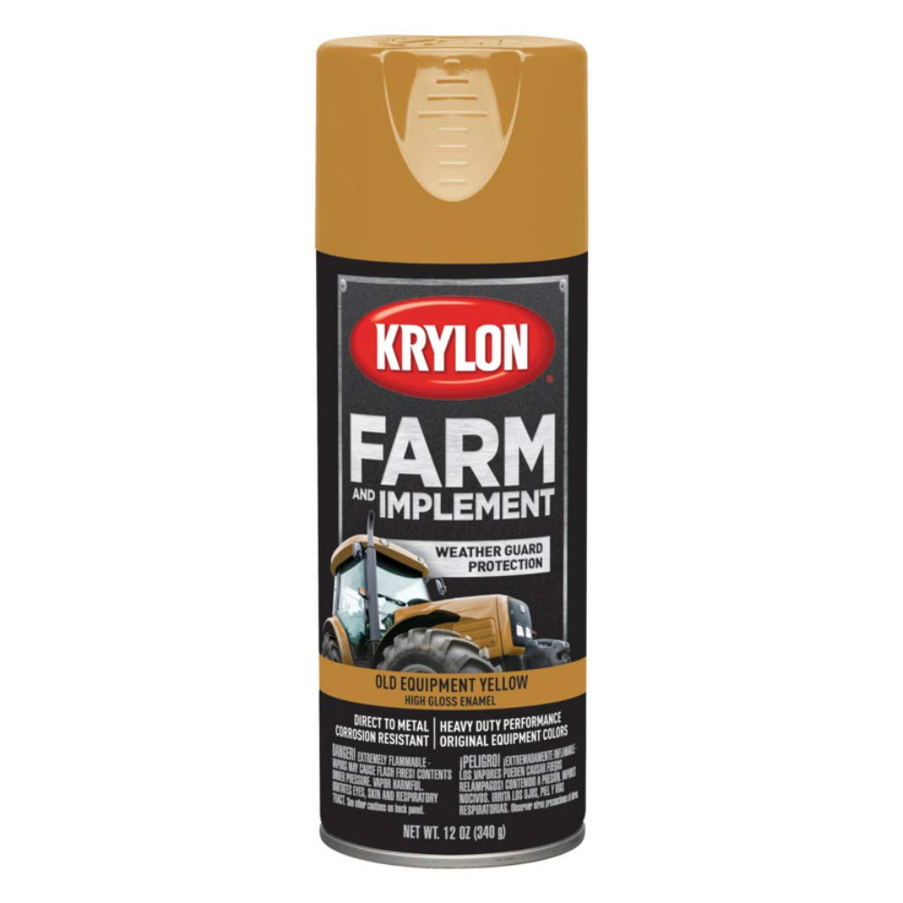 Krylon Farm & Implement K01953000 Spray Paint, High Gloss, Old Equipment Cat Yellow, 12 oz.