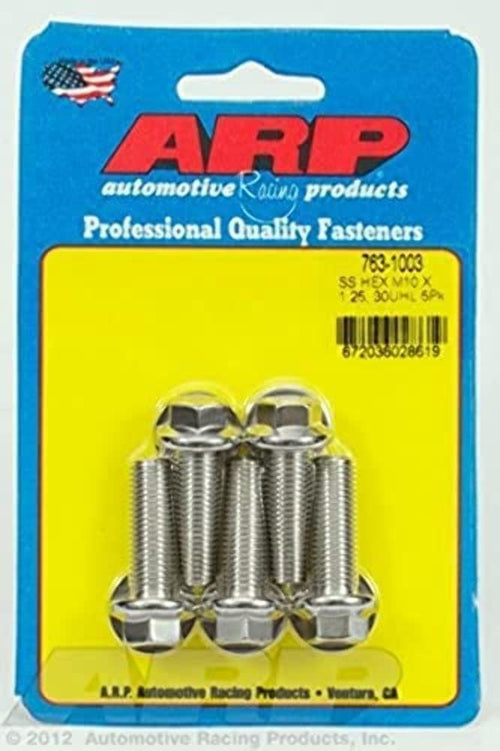 M10 x 1.25 x 30 ARP (763-1003) SS Hex Bolts (5/pkg)