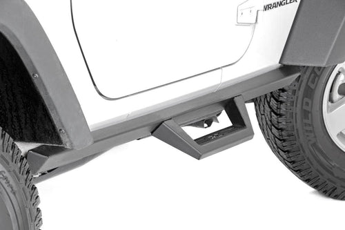 Contoured Rough Country Drop Steps for 07-18 Jeep Wrangler JK | 2 Door - 90763,Black