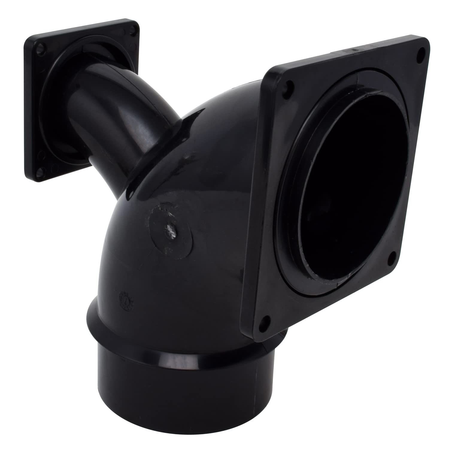 Valterra T1036-1 2-Way Ell Flanged Valve Fitting - 3" Spigot x 3" Rotating Flange x 1-1/2" Rotating Flange, Black