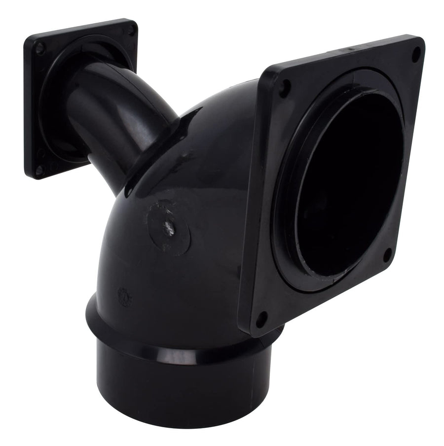 Valterra T1036-1 2-Way Ell Flanged Valve Fitting - 3" Spigot x 3" Rotating Flange x 1-1/2" Rotating Flange, Black