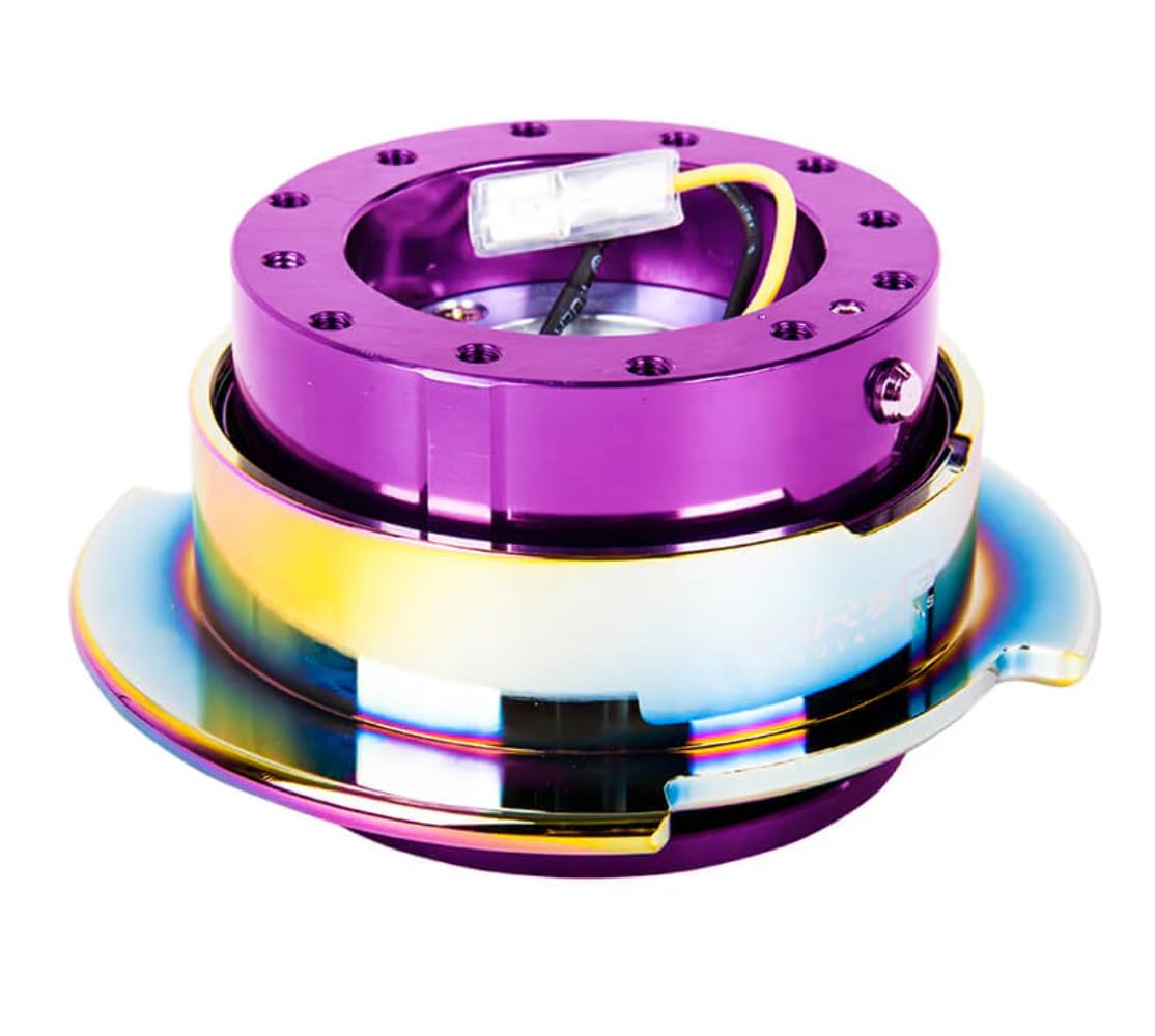 NRG Innovations Gen 2.5 NRG-SRK-250PP-MC Race Steering Wheel Quick Release Kit Adapter Purple Body/Neo Chrome Ring, 6x70 and 6x74mm Bolt Patterns