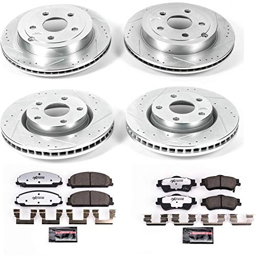 Power Stop K5527-26 Z26 Carbon Fiber Brake Pads Front and Rear with Drilled & Slotted Brake Rotors Kit For Pontiac G8 2008-2009 [Model Specific]
