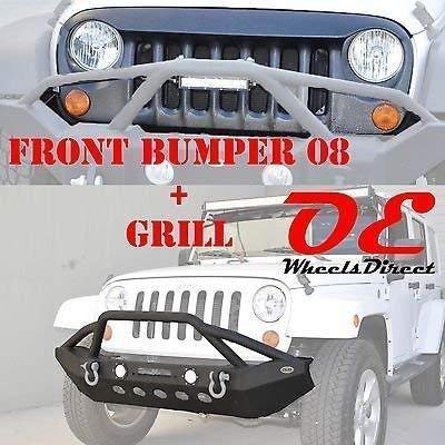 Jeep Wrangler 07-15 Front Bumper 08 + Custom Textured Black Grill KO OffRoad