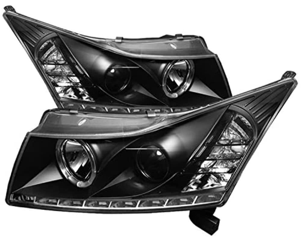 LED Halo Spyder Auto Projector Headlights Black/Clear 5037916