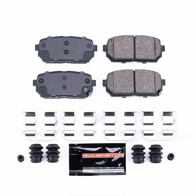 Power Stop Z23-1296 Z23 Evolution Sport Rear Carbon Fiber Infused Ceramic Brake Pads with Hardware For Kia Rondo 2007-2012 [Model Specific]