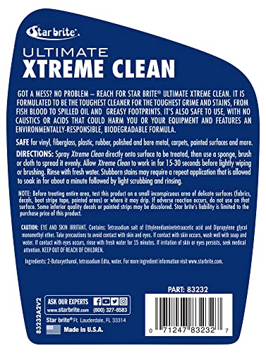 Ultimate Xtreme Clean STAR BRITE - High-Performance All-Surface Cleaner Degreaser, Ideal for Aluminum, Fiberglass, Plastic, Chrome, Stainless, Leather, and Rubber Surfaces - 32 OZ (083232)