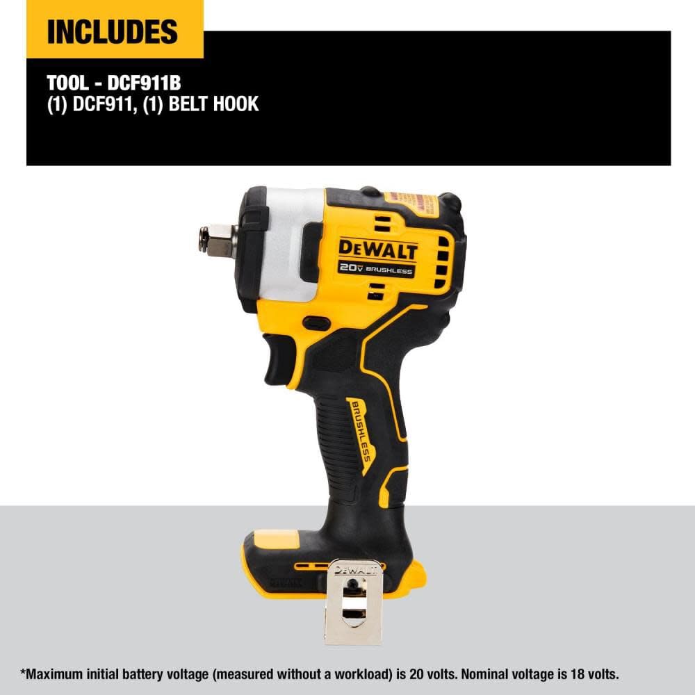 20V MAX* DEWALT DCF911B 1/2" Impact Wrench with Hog Ring Anvil (Tool Only)