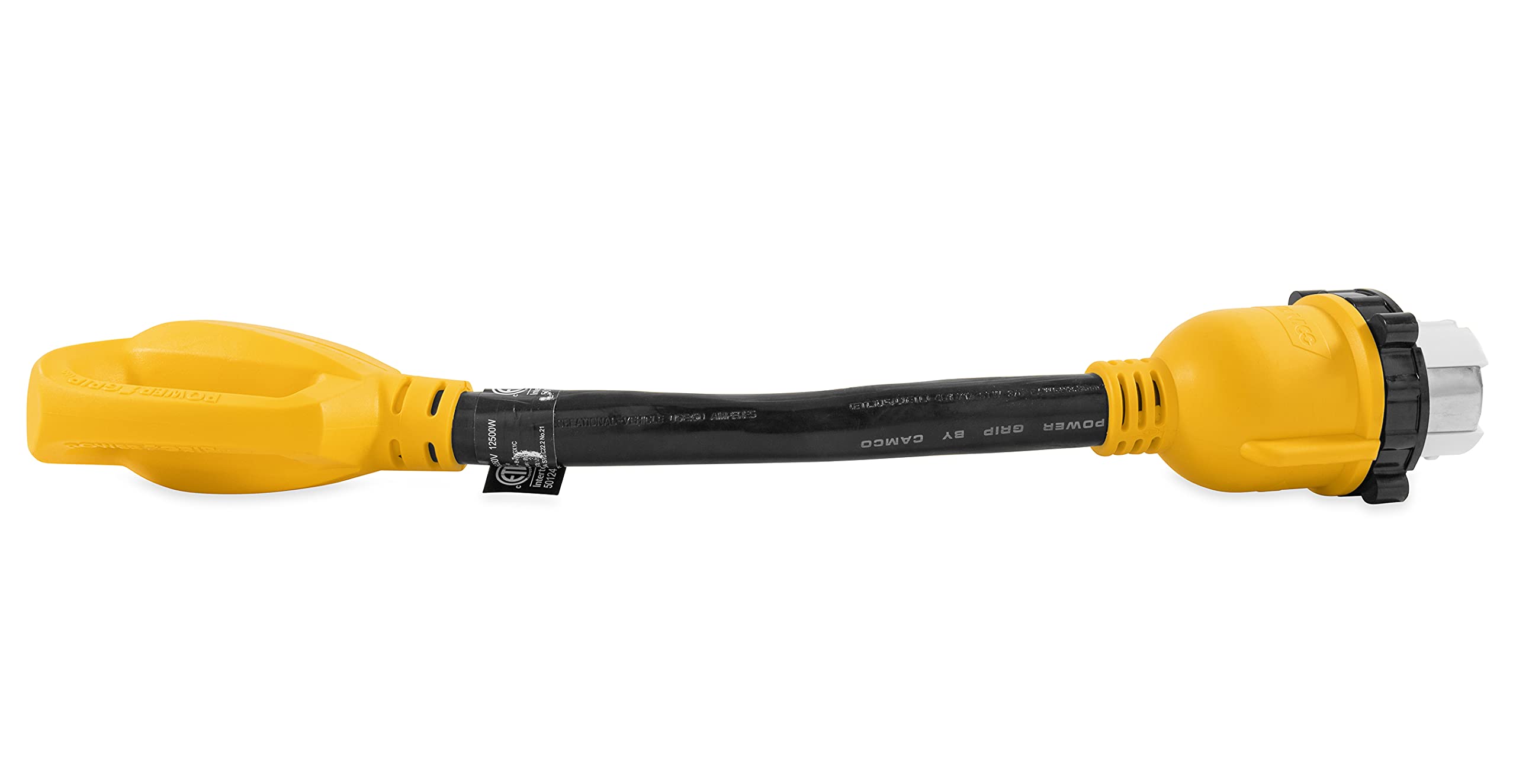 Camco 55552 50 AMP Standard PowerGrip Plug to SS2-50 18" Locking Receptacle Adapter