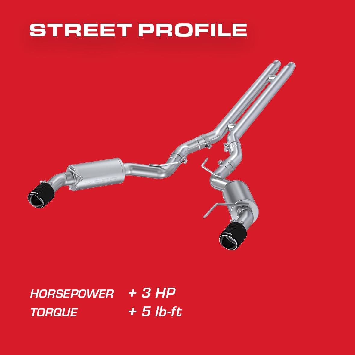 3" Cat Back Dual Split Rear T304 Stainless Steel with Carbon Fiber Tips (Street Version)