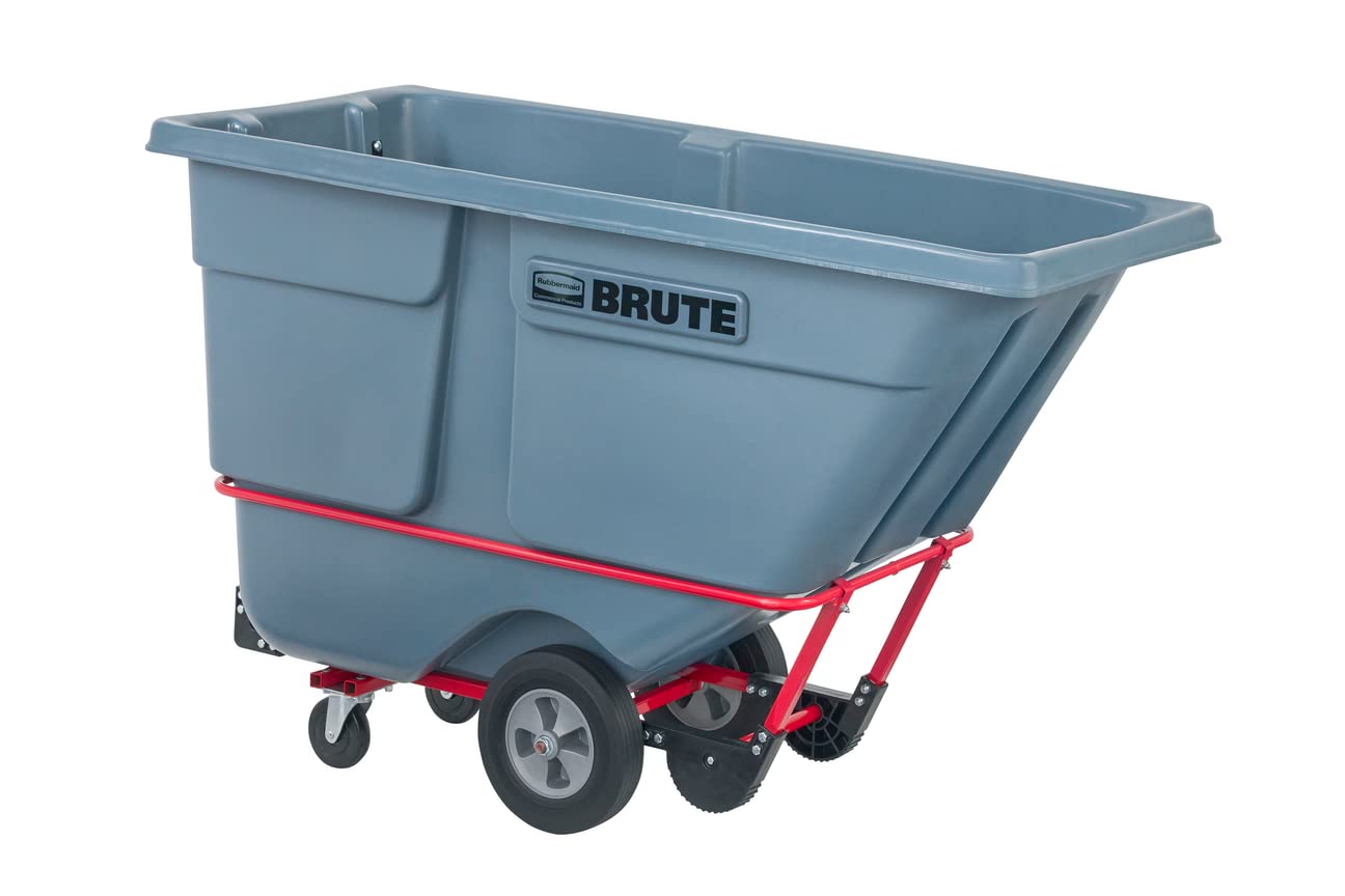 Rubbermaid Brute Dump Truck/Tilt Trash Cart/Garbage Collection/Recycling 1 Cubic Yard Standard Duty 1250 lbs. Gray Distribution Centers/Warehouse/Manufacturing/Stadiums
