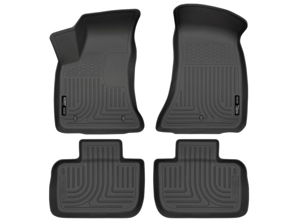 Husky Liners Floor Mats Weatherbeater | Fits 2011-2024 Chrysler 300 & Dodge Charger (Rear Wheel Drive only) | Front & 2nd Row, 3-pc Black - 98061