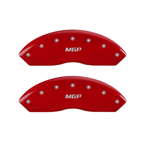 MGP Red Caliper Covers 38021SMGPRD - Engraved Front & Rear, Set of 4