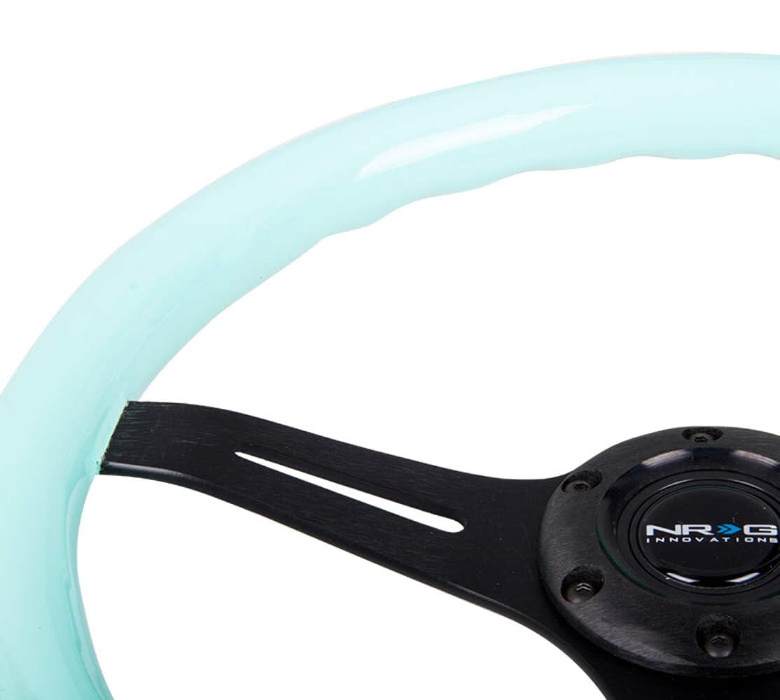 NRG Innovations Classic Wood Grain NRG-ST-015BK-MF Steering Wheel, 350mm 25mm Depp, 3 Black Spokes-Minty Fresh Color, Mahogany