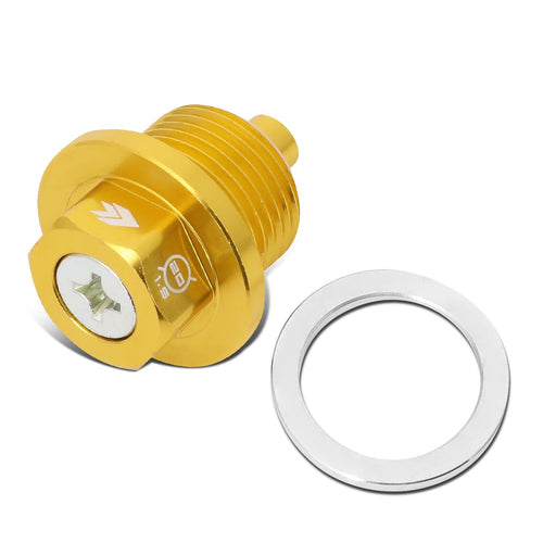 Magnetic Oil Drain Plug NRG Innovations, M20 X 1.5 Thread Size Engine Oil Drain Nut w/Washer, Gold, T-6061 Aluminum w/Stainless Steel Internal Magnet, NRG-NOP-300GD