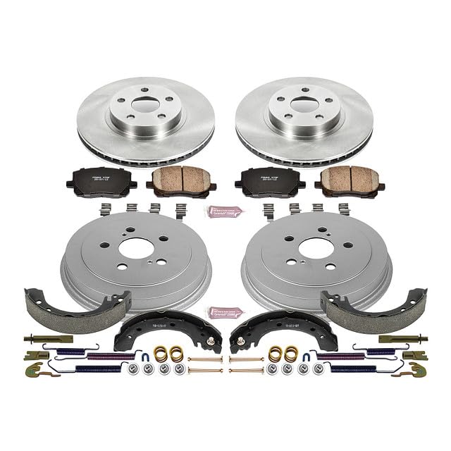 Power Stop Autospecialty KOE15227DK Front and Rear Replacement Brake Kit-OE Brake Drums & Ceramic Brake Pads For Toyota Corolla 2003-2008 [Model Specific]