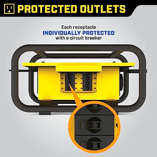Champion Power Equipment OSHA Compliant Pro Grade Power Distribution Box, 50-Amp Twist Lock Inlet, Six 120V GFCI Duplexes, One 120/240V 30A Locking Outlet, 30A and 50A RV Adapters