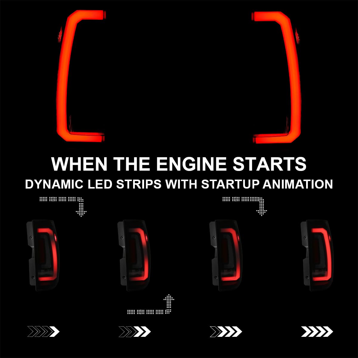 Black Smoke Tail Lights SPEC-D TUNING w/White LED Sequential Turn Signals and Startup Animation Compatible with 2007-2014 Chevy Tahoe, Suburban, GMC Yukon/Denali/XL, Left + Right Pair Assembly