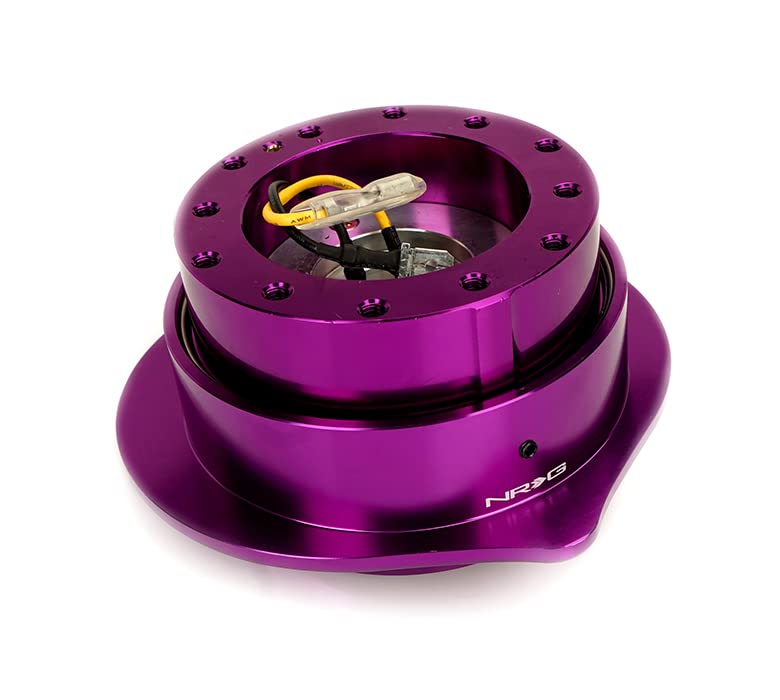 NRG Innovations Steering Wheel NRG-SRK-143PP Quick Release Kit Adapter Purple Body/Purple Heart Shape Ring Flares, 6x70mm & 6x74mm Bolt Pattern