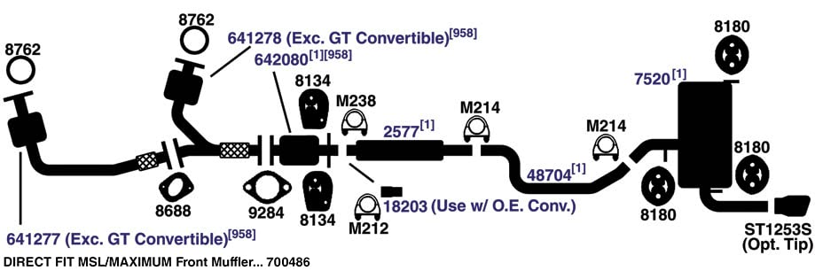 700486 nobrandname Muffler - MSL Maximum Round Body - D5" X L22" 28.25" OAL 2.38" ID / 2.25" ID Config. C/CR Muffler - MSL Maximum