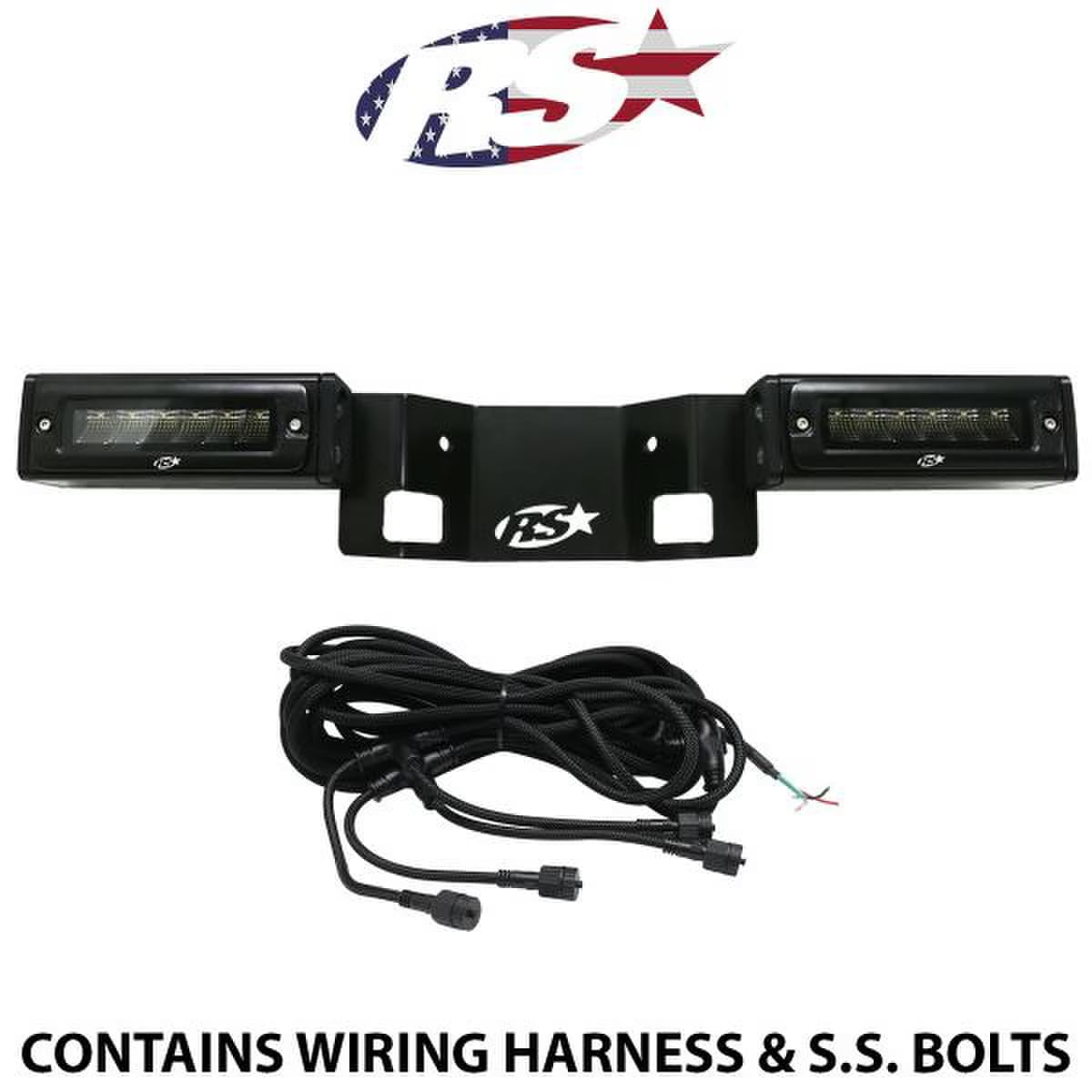 2020-2024 Chevy GMC 1500 Reverse Hitch Bar 7in LED Flood Lighting Heavy Duty Bolt-On Blacked Out Kit with Heated Lens and Dual End Light Cap